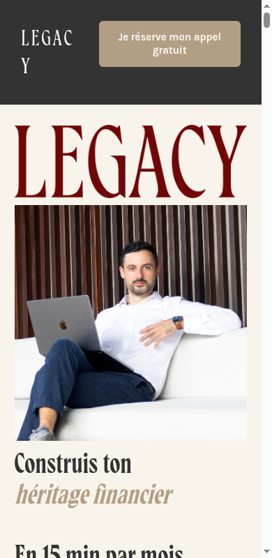 Landing page mobile Legacy créée pour Paul Brandli