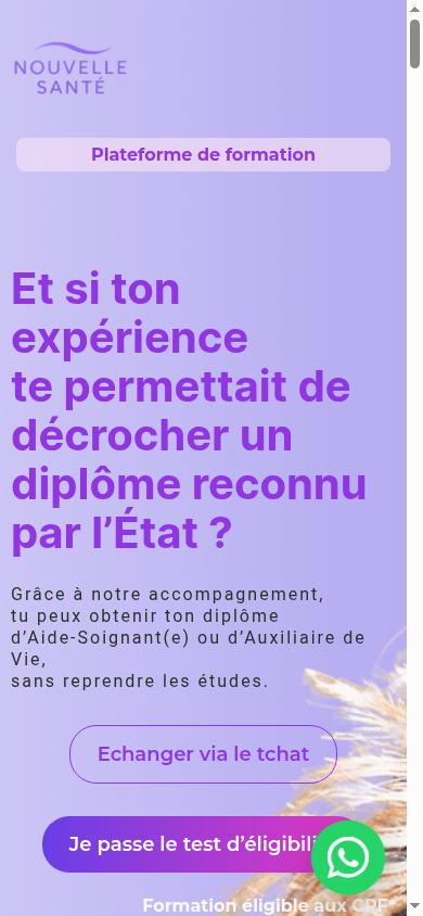 Nouvelle Santé Formation sur mobile, cadrage présentation