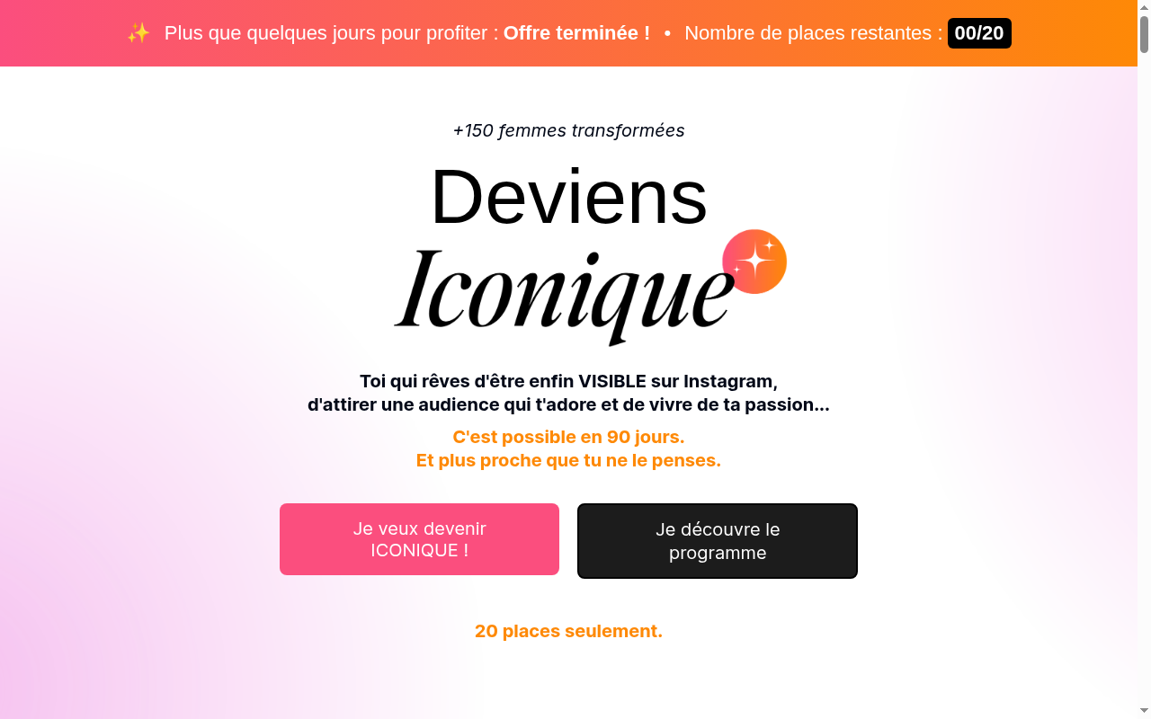 Landing page desktop Iconique créée pour Assa Manière
